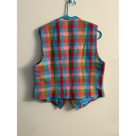 Vintage Nordstrom Trendy Colorful Plaid Vest Size 12 - Picture 4 of 11
